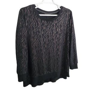 Jane + Delancey Size 1X Sweater Super Soft Jersey Knit Fleece Lined Shimmer Blac